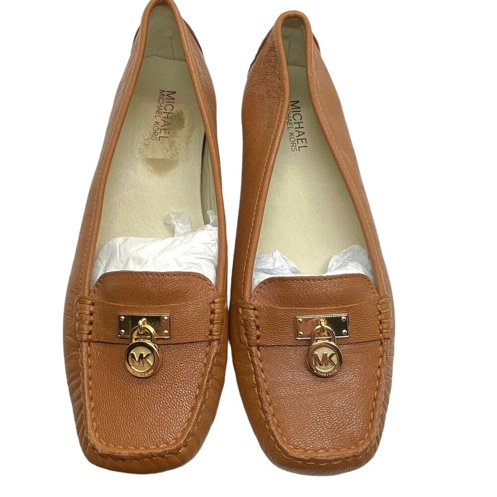 Michael Kors Womens Cognac Brown Moc Toe Casual Driving Loafer Shoes Size 9.5